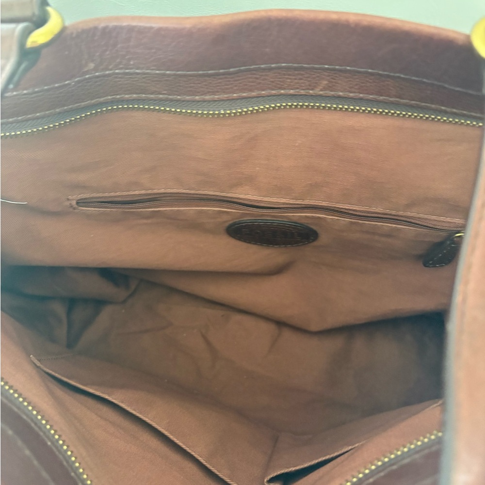 Gorgeous FOSSIL LARGE Brown Croc-Embossed Leather Tote & Wallet Combo ! - Picture 7 of 15